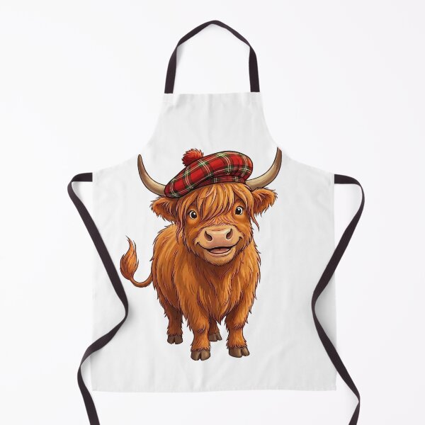 Item preview, Cute Scottish Highland Cow in Tartan Hat Cartoon Animal Design designed and sold by Ar0undTheW0rld.