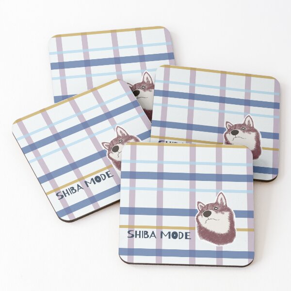 Item preview, Blue plaid with purple Shiba Inu designed and sold by ShibaCruise-On.