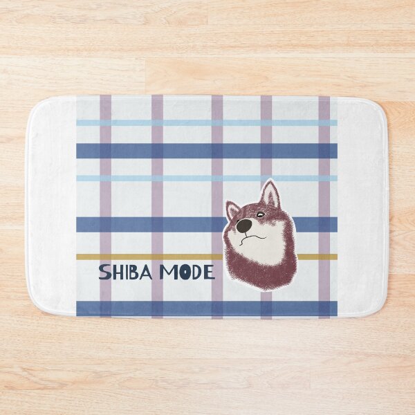 Item preview, Blue plaid with purple Shiba Inu designed and sold by ShibaCruise-On.