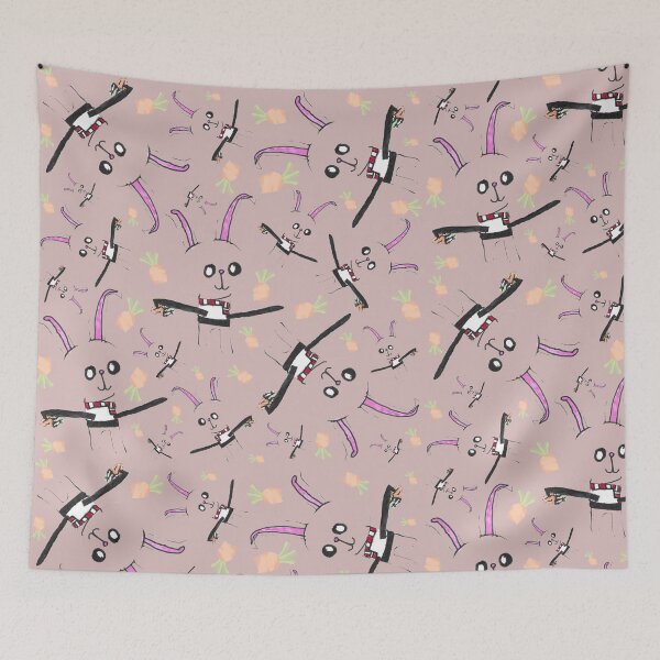 Item preview, Cute Rabbit With Carrot Hand Drawn Kids Art designed and sold by nimbfeja.