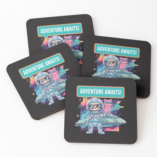 Item preview, "Adventure Awaits" Kawaii Astronaut Skeleton Cute Space Cat designed and sold by Cipher & Soul.