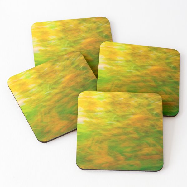Item preview, A horizontal motion blur that transforms a sunlit garden into streaks of brilliant yellow and deep green. designed and sold by AbulailArt.