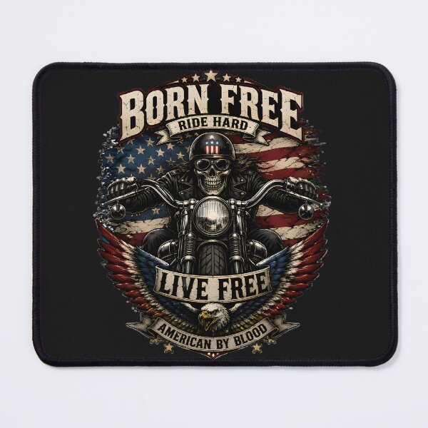 Item preview, Born Free Ride Hard Biker Tee designed and sold by KLYMERACRUE.
