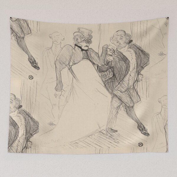 Item preview, Rejane and Galipaux in Madame Sans-Gene by Toulouse-Lautrec Vintage Theatrical Sketch Art designed and sold by artofuniverse.