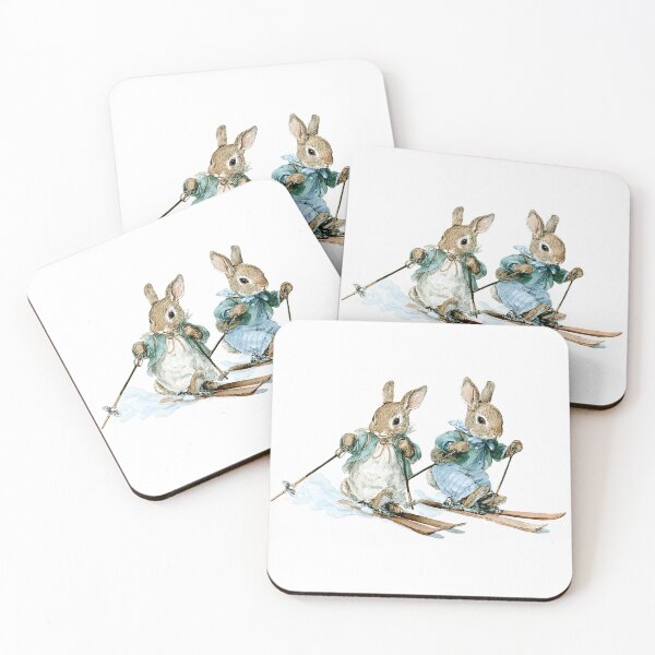 Item preview, Woodland Rabbits Skiing Watercolor Art designed and sold by AtlantiqArt.
