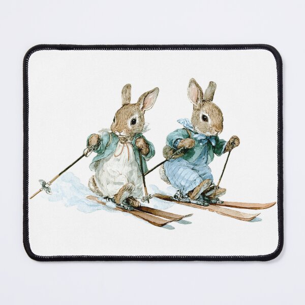 Item preview, Woodland Rabbits Skiing Watercolor Art designed and sold by AtlantiqArt.