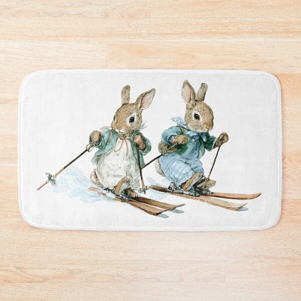 Item preview, Woodland Rabbits Skiing Watercolor Art designed and sold by AtlantiqArt.
