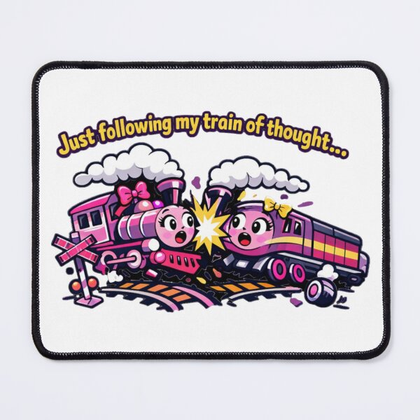 Item preview, ADHD Train of Thought Crash – Funny Neurodivergent Cartoon - pink edition designed and sold by Teacuppupdesign.