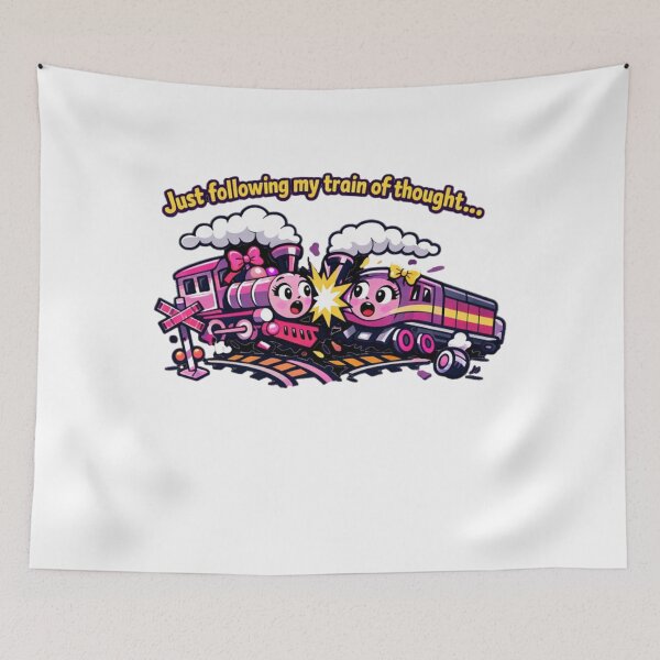 Item preview, ADHD Train of Thought Crash – Funny Neurodivergent Cartoon -  pink edition designed and sold by Teacuppupdesign.