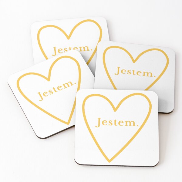 Item preview, Minimalist Yellow Heart Outline Jestem Spiritual Quote designed and sold by LekkieStudioArt.