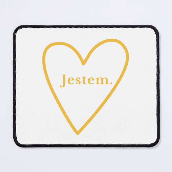 Item preview, Minimalist Yellow Heart Outline Jestem Spiritual Quote designed and sold by LekkieStudioArt.
