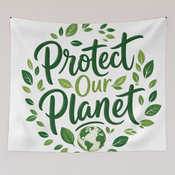 Item preview, "Protect Our Planet" Typographic Poster with a Plant Motif designed and sold by DarVibe Designs.