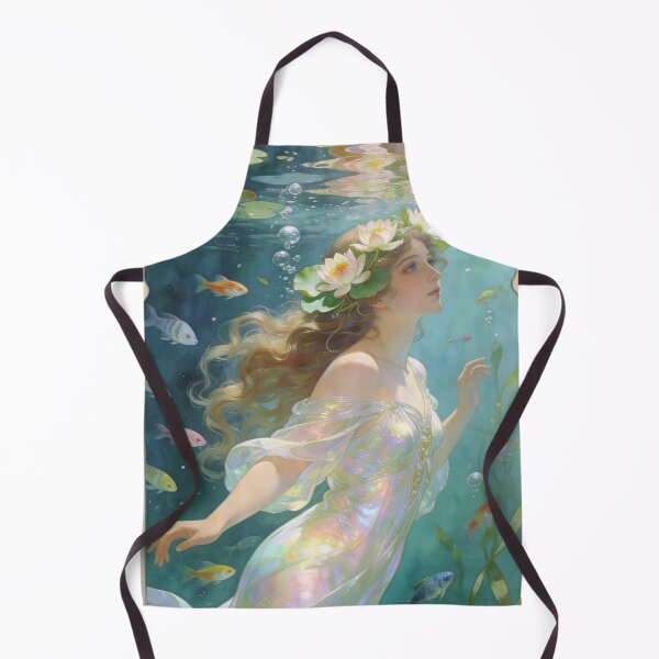 Item preview, A luminous underwater maiden drifts among shimmering fish and floating lilies, magic of hidden aquatic worlds. designed and sold by BlareBlare.