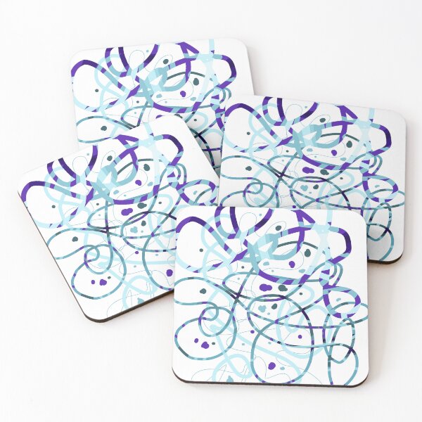 Item preview, Blue Purple Abstract Line Art Modern Doodle Pattern designed and sold by Skryp-art.