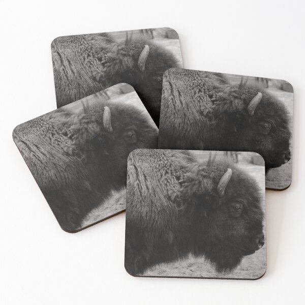 Item preview, Black and White Bison Portrait designed and sold by flowlens.media.