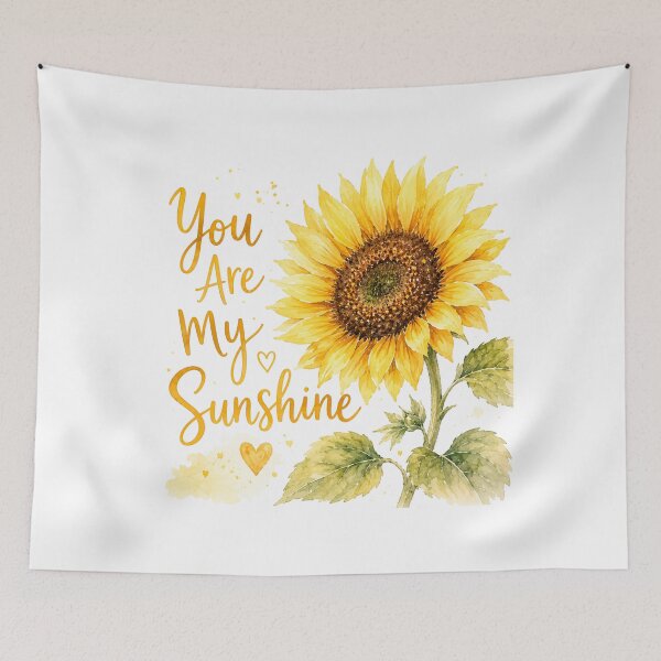 Item preview, You Are My Sunshine Sunflower Watercolor Love Quote Print designed and sold by ebocraft.