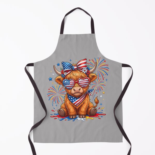 Item preview, 'Merica Highland Cow 4th of July Red White Blue Western Cow designed and sold by KathieFaugh.