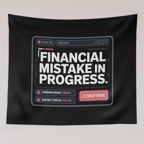 Item preview, Financial Mistake In Progress Retro UI Finance Meme Design designed and sold by PROPera-design.