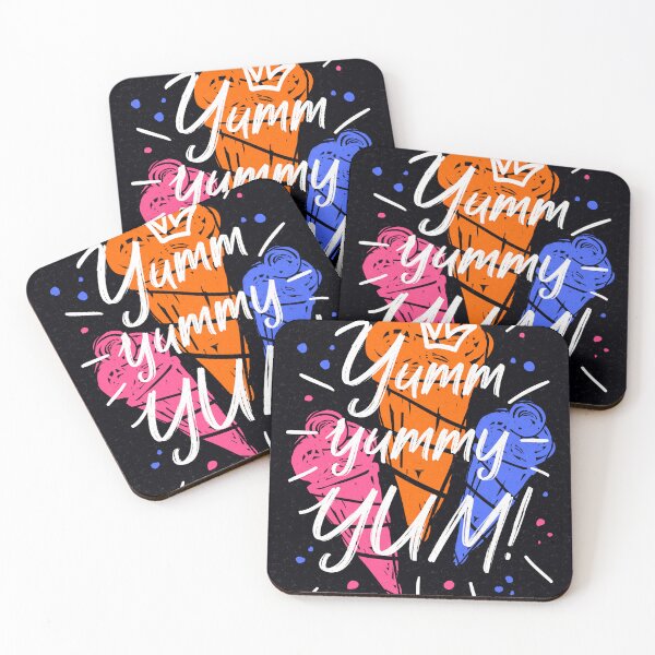 Item preview, Yumm Yummy Yum ice cream kitchen decor black background designed and sold by Bearlala.