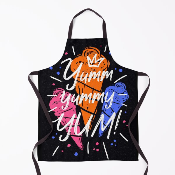 Item preview, Yumm Yummy Yum ice cream kitchen decor black background designed and sold by Bearlala.