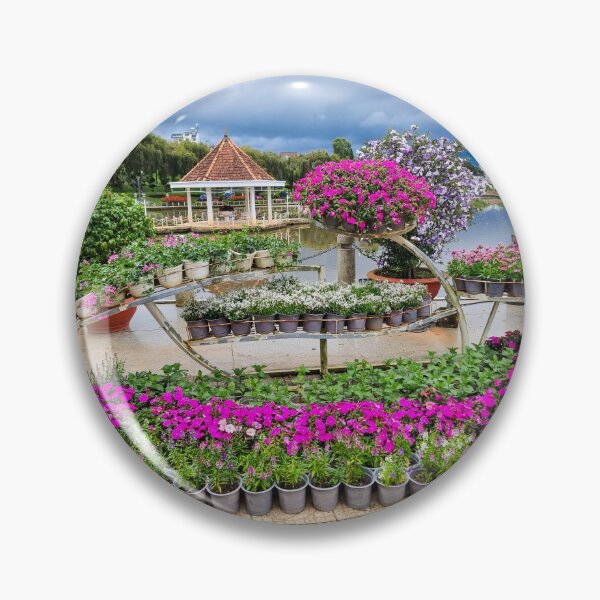 Item preview, Da Lat City Flower Garden - Vibrant Bloom Mosaic | Vietnam Botanical Travel Art designed and sold by Ross.A.Campbell.