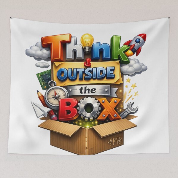 Item preview, Think Outside the Box Creative Problem Solving Innovation Typography designed and sold by Bamimu Merch.