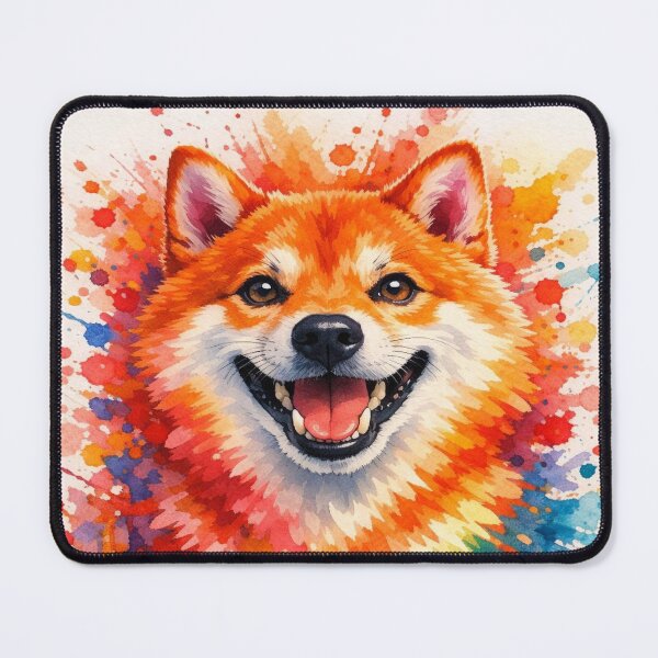 Item preview, Happy Shiba Inu - Vibrant Rainbow Watercolor Dog Portrait designed and sold by myforestfog.