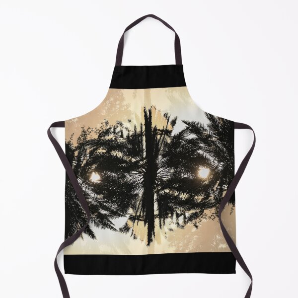 Item preview, A multiple exposure of palm trees captured from a low angle, where the layered silhouettes create a mirrored, symmetrical pattern against a warm, hazy sky. designed and sold by AbulailArt.