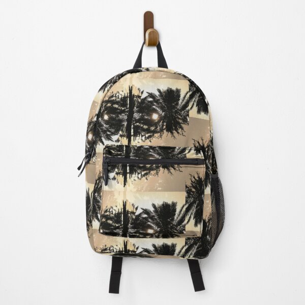 Item preview, A multiple exposure of palm trees captured from a low angle, where the layered silhouettes create a mirrored, symmetrical pattern against a warm, hazy sky. designed and sold by AbulailArt.
