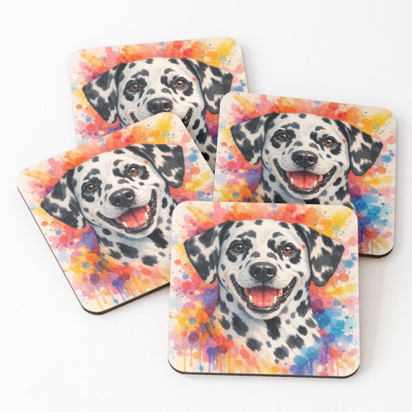 Item preview, Cheerful Dalmatian - Vibrant Rainbow Watercolor Dog Portrait designed and sold by myforestfog.