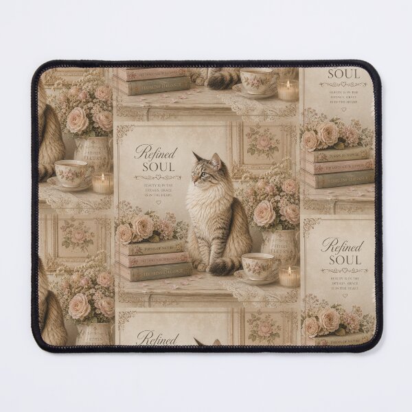 Item preview, Refined Soul – Elegant Cat Vintage Floral Cottagecore Design designed and sold by TresChicIdeas.