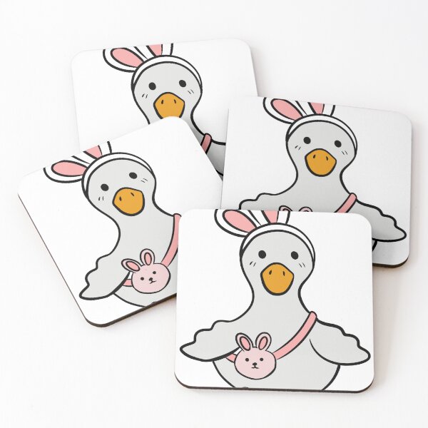 Item preview, Cute Kawaii Goose Wearing Bunny Ears and Rabbit Purse Sticker designed and sold by LYAN-STORE.