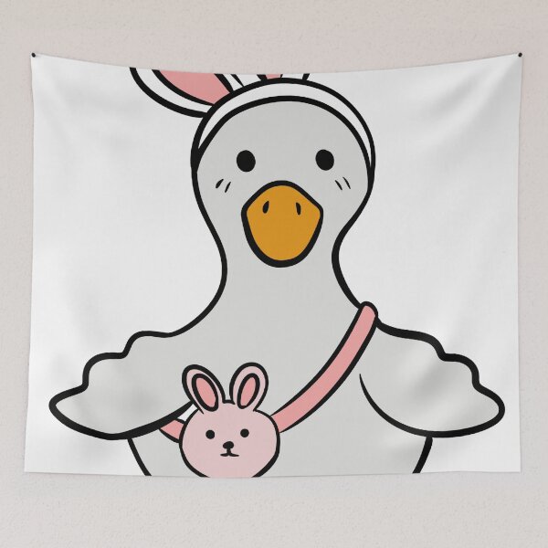 Item preview, Cute Kawaii Goose Wearing Bunny Ears and Rabbit Purse Sticker designed and sold by LYAN-STORE.