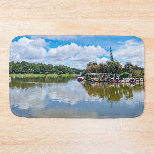 Item preview, Xuan Huong Lake, Da Lat, Vietnam - Emerald Heart | Serene Mountain Lake Reflection Art designed and sold by Ross.A.Campbell.