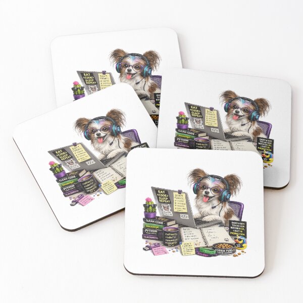Item preview, Funny Continental Toy Spaniel Coding Dog – Realistic Programmer Puppy designed and sold by YamiSociety.