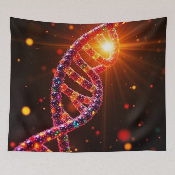 Item preview, Luminous DNA strand in space with bright orbs designed and sold by RAISC.