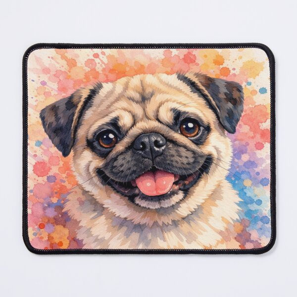Item preview, Happy Pug Smile - Vibrant Rainbow Watercolor Dog Portrait designed and sold by myforestfog.