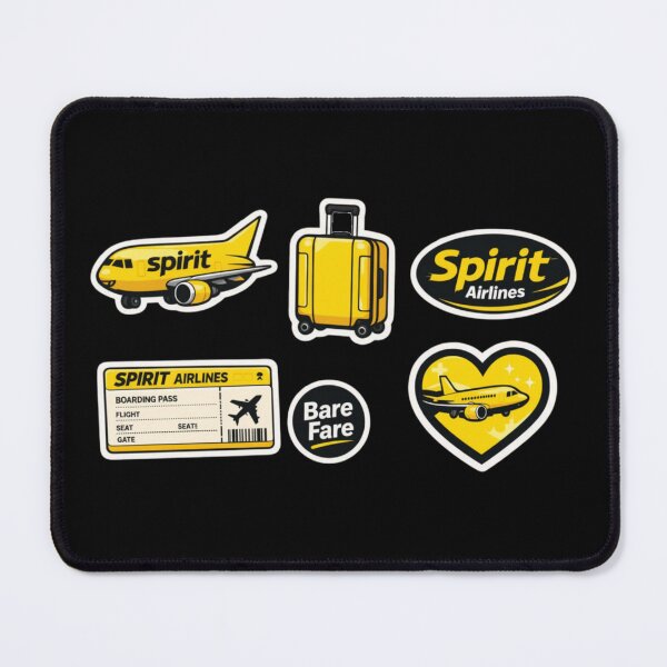 Item preview, Spirit Airlines Bare Fare Sticker Pack | Yellow Black Aviation Sticker Bundle | Boarding Pass Heart Airplane Decal Set designed and sold by Yasmine Mohammed.