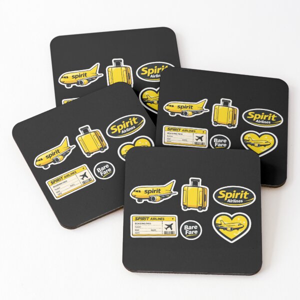 Item preview, Spirit Airlines Bare Fare Sticker Pack | Yellow Black Aviation Sticker Bundle | Boarding Pass Heart Airplane Decal Set designed and sold by Yasmine Mohammed.
