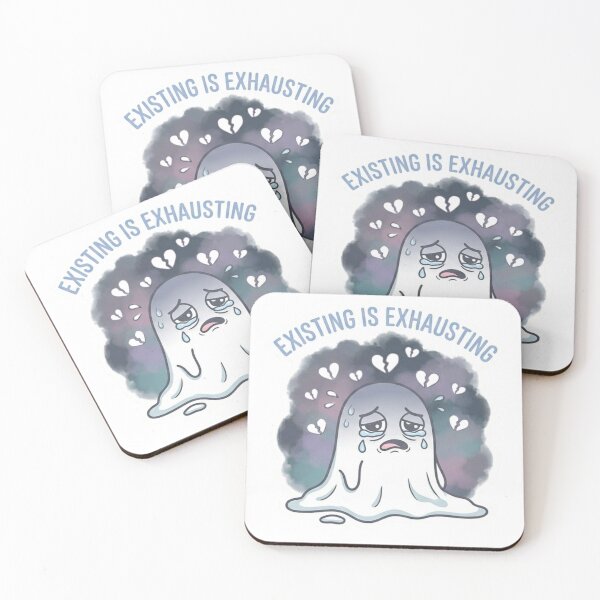 Item preview, Existing Is Exhausting – Burnout Ghost Sticker designed and sold by Elviqus Shop.