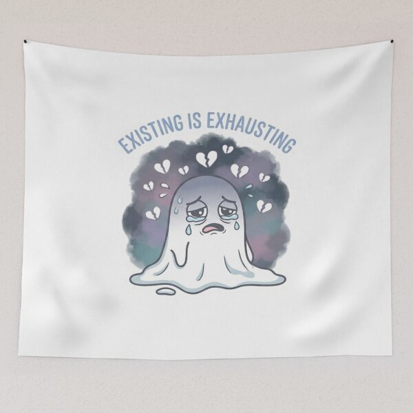 Item preview, Existing Is Exhausting – Burnout Ghost Sticker designed and sold by Elviqus Shop.