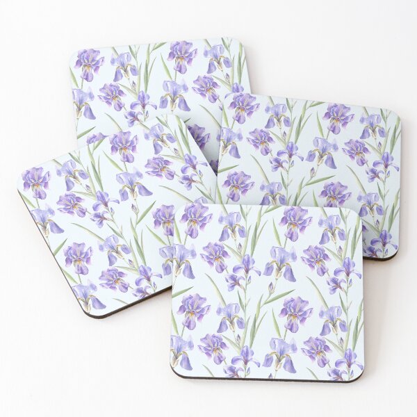 Item preview, Beautiful Irises on Sky-Blue designed and sold by Flowersforbear.