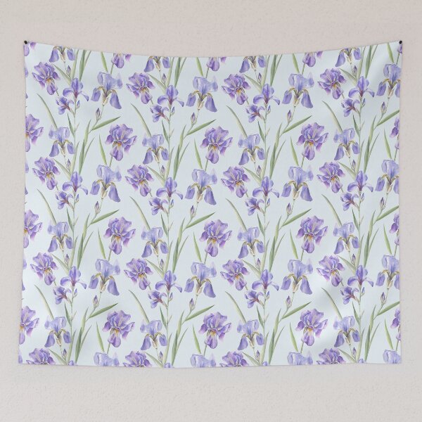 Item preview, Beautiful Irises on Sky-Blue designed and sold by Flowersforbear.