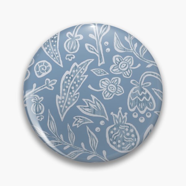 Item preview, Boho Folk Floral Pattern | Scandinavian Cottagecore Botanical Print on Blue designed and sold by SIR13.