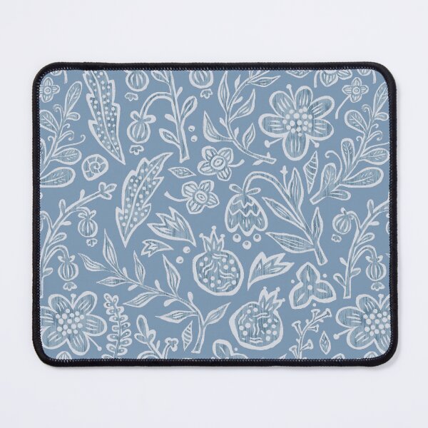 Item preview, Boho Folk Floral Pattern | Scandinavian Cottagecore Botanical Print on Blue designed and sold by SIR13.