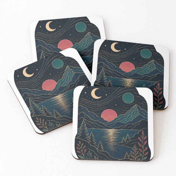 Item preview, Gold Line Celestial Mountain Lake   designed and sold by Jaideep Walia.