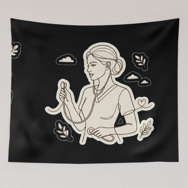 Item preview, Soft Heart Strong Hands – Aesthetic Nurse Line Art designed and sold by Omni Craft .