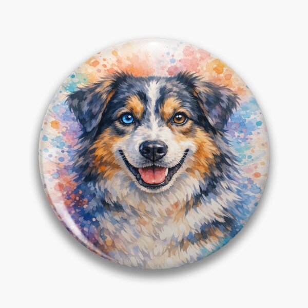 Item preview, Vibrant Australian Shepherd - Colorful Watercolor Dog Portrait designed and sold by myforestfog.