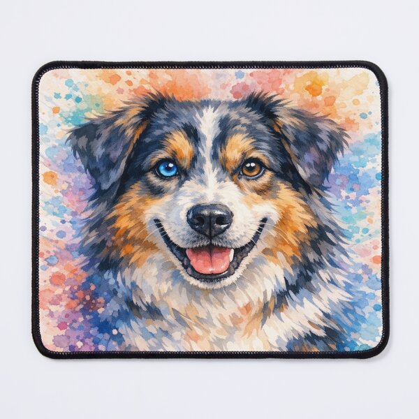 Item preview, Vibrant Australian Shepherd - Colorful Watercolor Dog Portrait designed and sold by myforestfog.