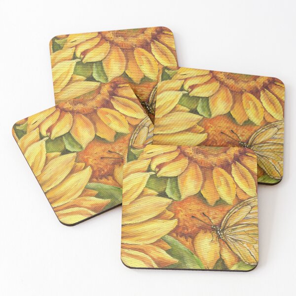 Item preview, Sunflower Design Hand Drawn Floral Butterfly designed and sold by AlisaArtDecor.